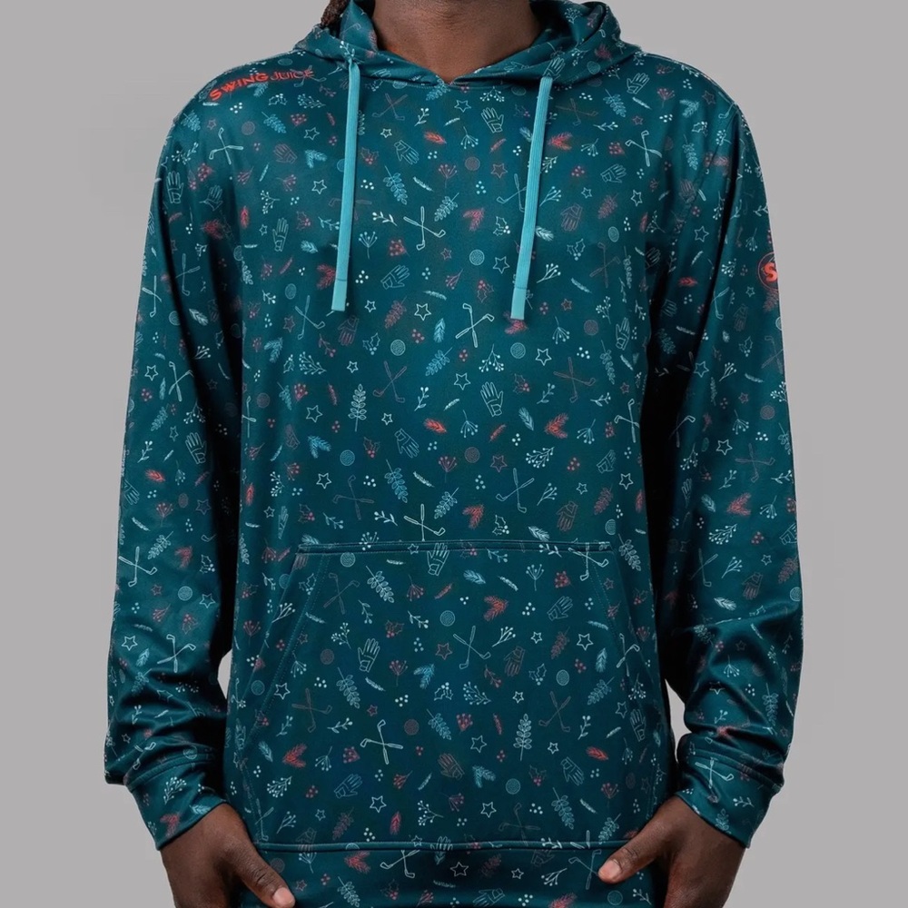 Swing Juice performance holly Christmas Men's Festive Golf Hoodie NWT